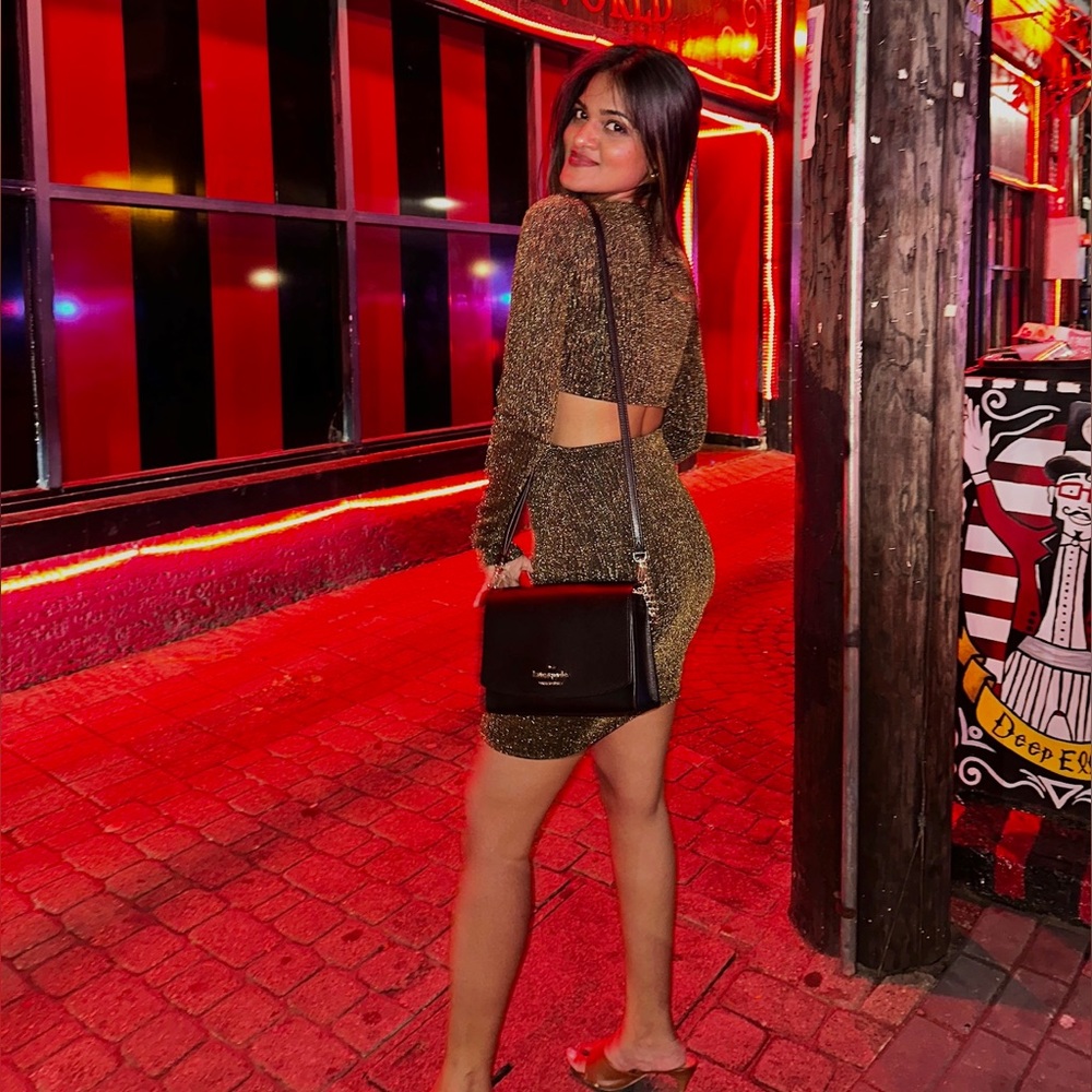 Forever 21 glitter party cut out dress